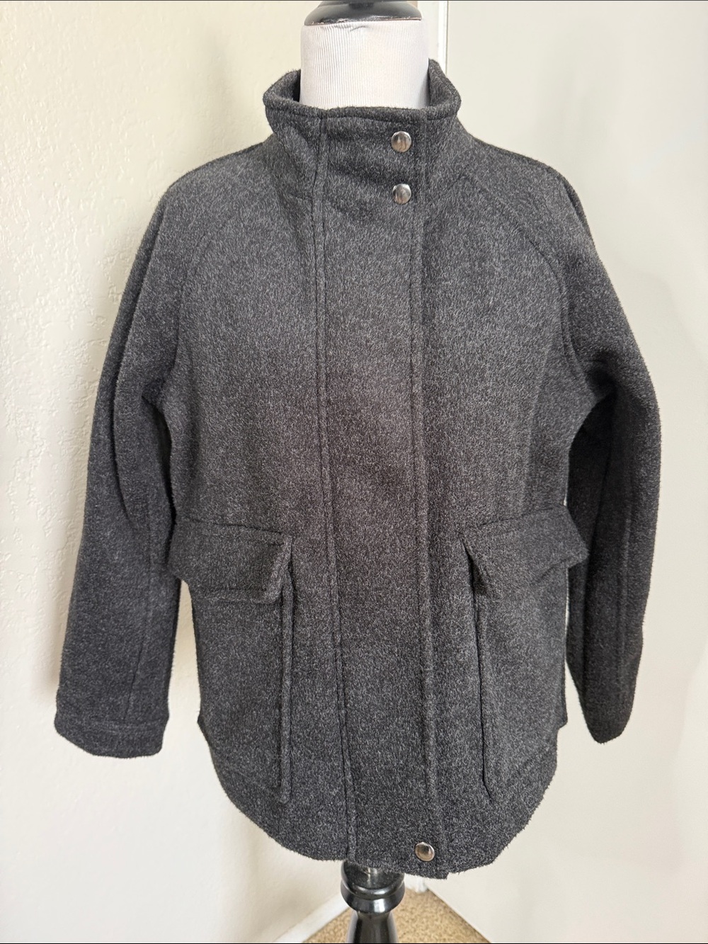 Banana Republic Mock Neck Charcoal Pea Coat